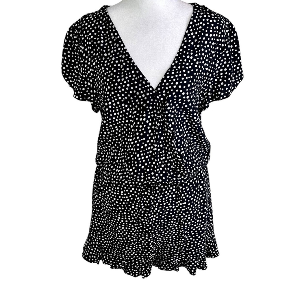 LOFT Polka Dot Flutter Sleeve Romper Size S - Picture 3 of 13